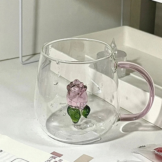 Transparent cup with a rose